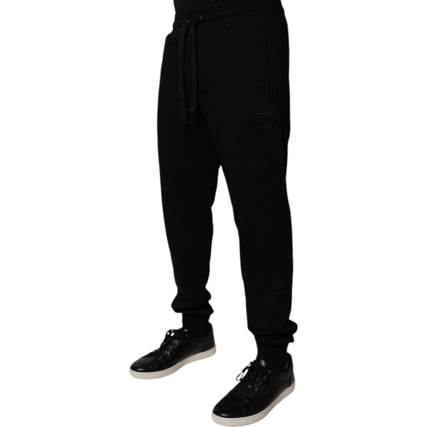 Dolce & Gabbana Black Cotton Mid Waist Jogger Sweatpants Pants PAN75223-48