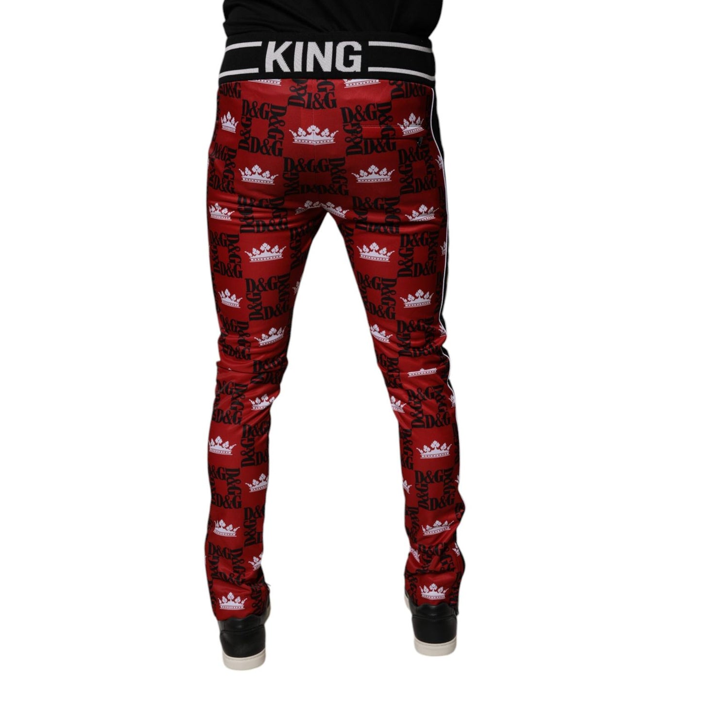 Dolce & Gabbana Red Crown Logo Monogram Men Sweatpants Pants