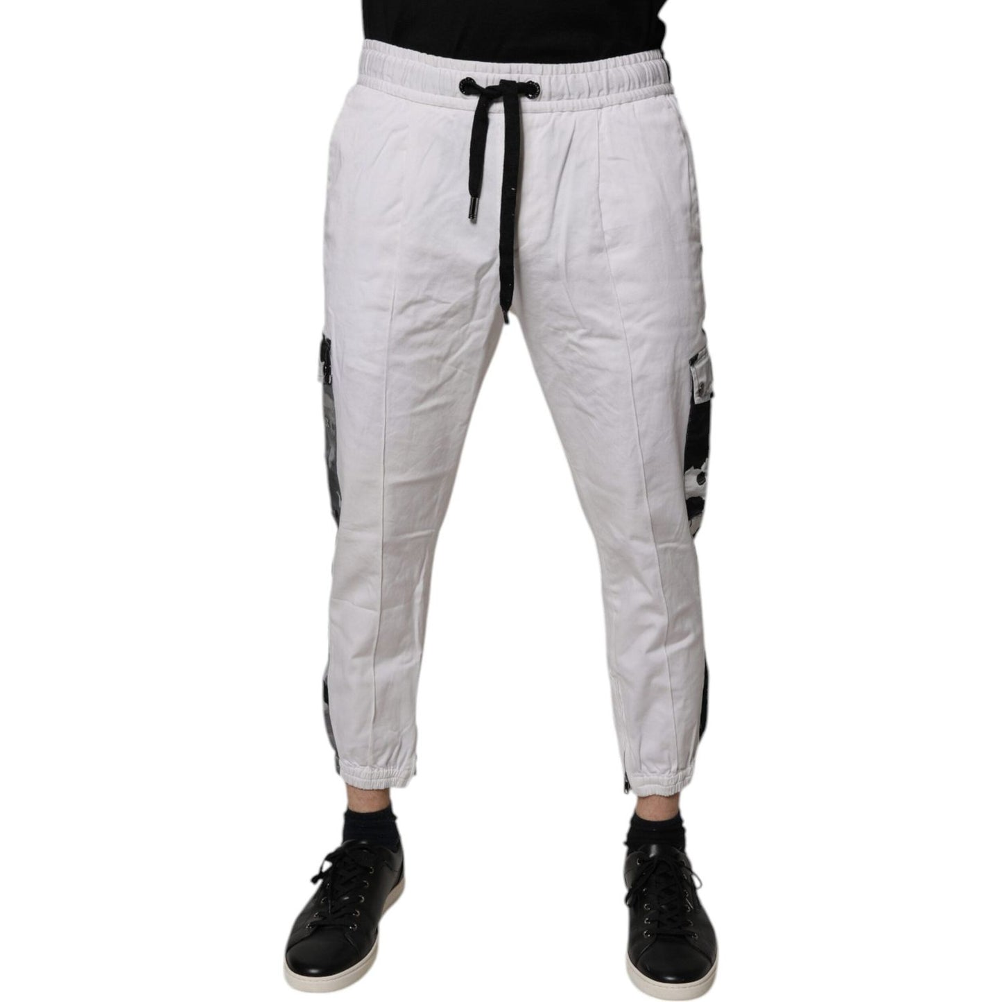 Dolce & Gabbana White Cotton Cargo Jogger Sweatpants Pants PAN75232-44