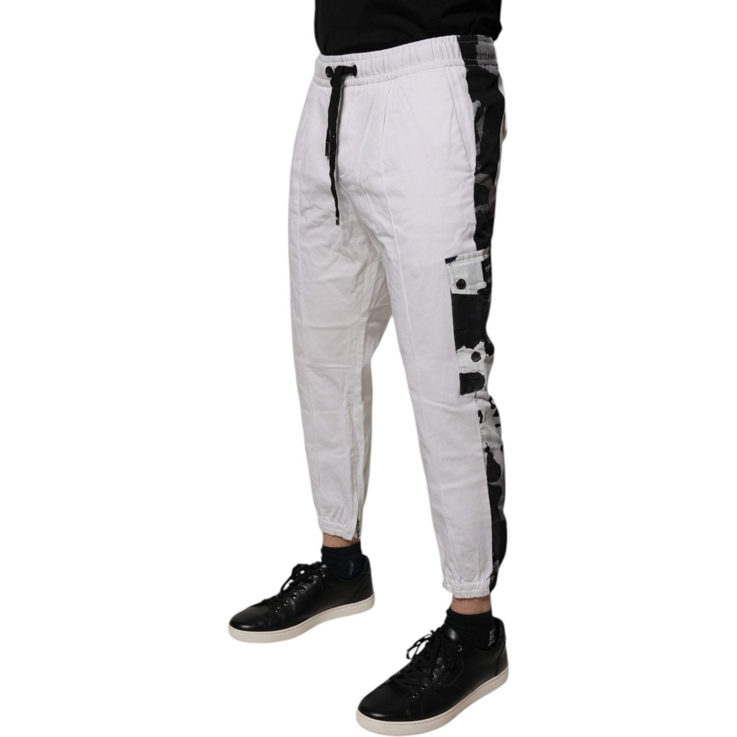 Dolce & Gabbana White Cotton Cargo Jogger Sweatpants Pants PAN75232-44