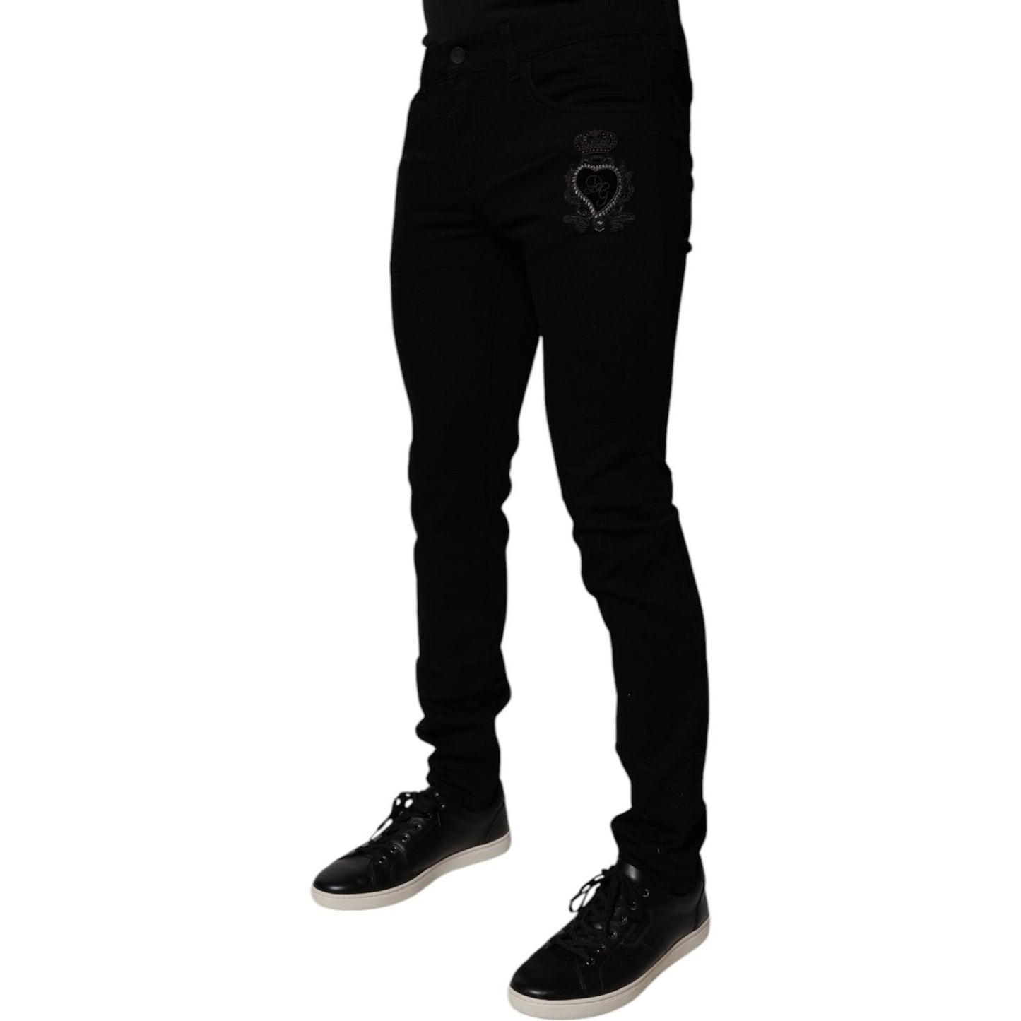 Dolce & Gabbana Black Sacred Heart Cotton Skinny Denim Jeans PAN75234-56