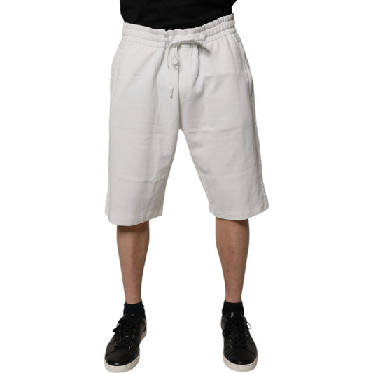 Dolce & Gabbana White Cotton Sweatshorts Men Bermuda Shorts PAN75235-58