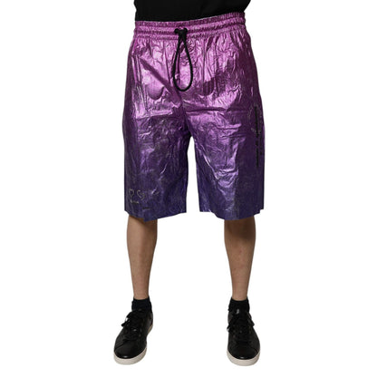 Dolce & Gabbana Metallic Pink Purple Two Tone Bermuda Shorts