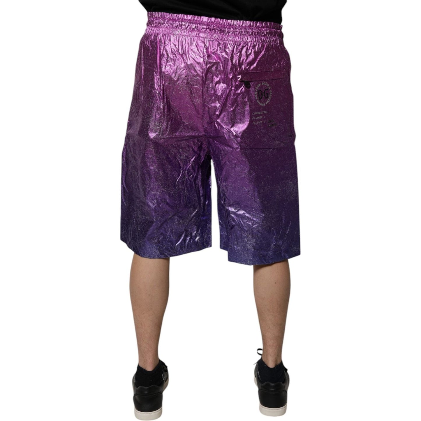 Dolce & Gabbana Metallic Pink Purple Two Tone Bermuda Shorts PAN75237-48
