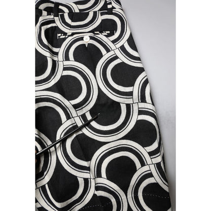 Dolce & Gabbana Black White Linen Bermuda Shorts