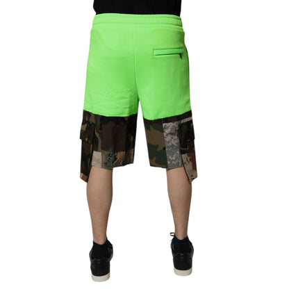 Dolce & Gabbana Green Patchwork Camouflage Men Cargo Shorts