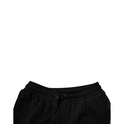 Dolce & Gabbana Black Cotton Logo Floral Print Bermuda Shorts