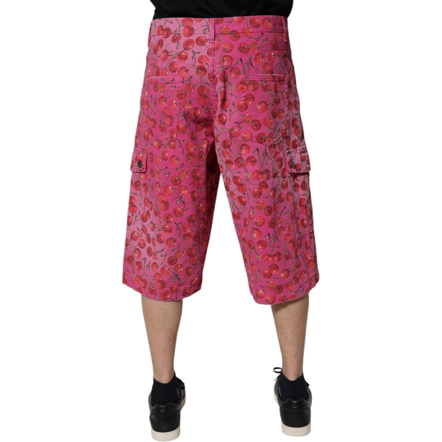 Dolce & Gabbana Pink Cherry Print Cargo Cotton Shorts PAN75742-48