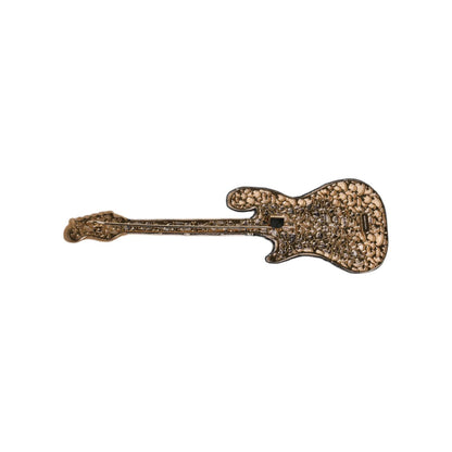Dolce & Gabbana Gold Brass Logo Beaded Guitar Pin Brooch