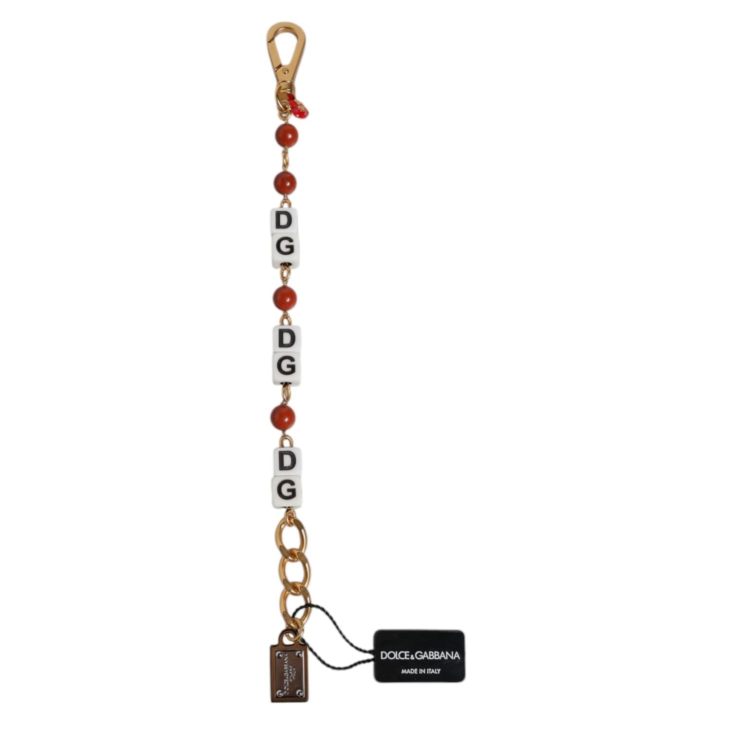 Dolce & Gabbana Multicolor Gold Tone Brass Chain DG Logo Dice Bracelet