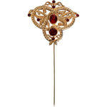 Dolce & Gabbana Gold Tone Red Crystal Embellish 925 Sterling Silver Pin SMY10526