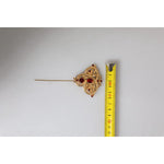 Dolce & Gabbana Gold Tone Red Crystal Embellish 925 Sterling Silver Pin SMY10526