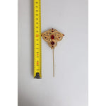 Dolce & Gabbana Gold Tone Red Crystal Embellish 925 Sterling Silver Pin SMY10526