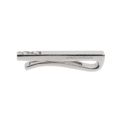Dolce & Gabbana Silver Tone Brass Logo Branded Tie Clip Bar