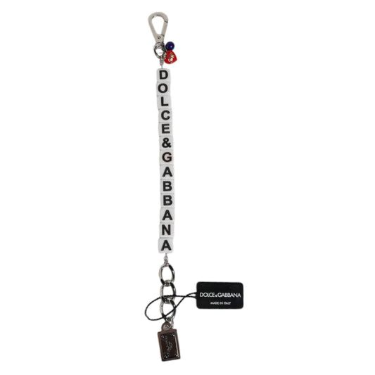 Dolce & Gabbana Silver Brass Chain Dice Logo Embellished Charm Bracelet