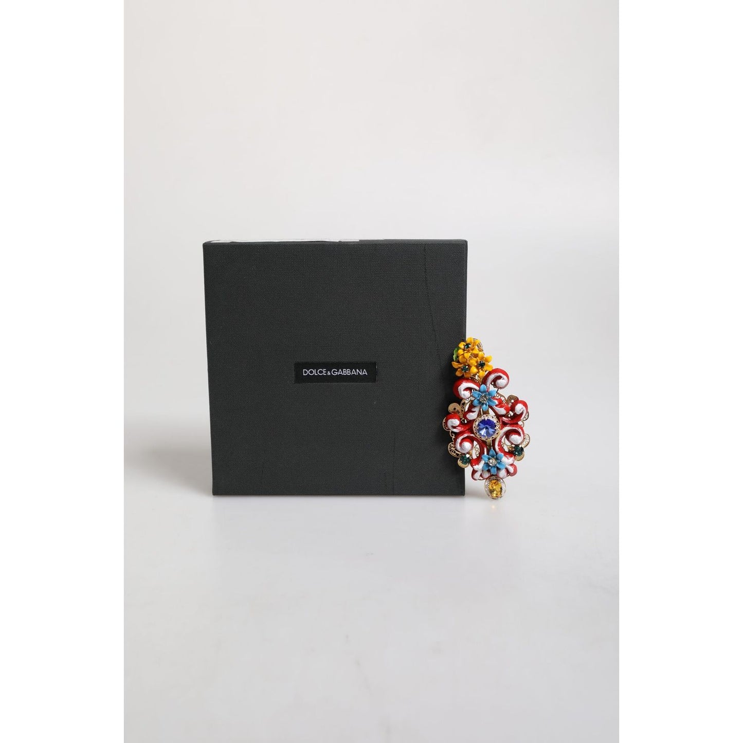 Dolce & Gabbana Multicolor Spring CARRETTO Gold Brass Crystal Hair Clip