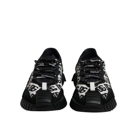 Dolce & Gabbana Black Logo Lace Up Low Top NS1 Sneakers Shoes MV7197-42