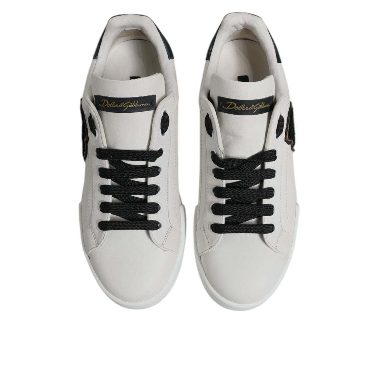 Dolce & Gabbana White Leather DG Logo Low Top Sneakers Shoes