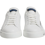 Dolce & Gabbana White Blue Leather Logo Low Top Sneakers Shoes MV7227-41