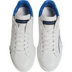 Dolce & Gabbana White Blue Leather Logo Low Top Sneakers Shoes MV7227-41