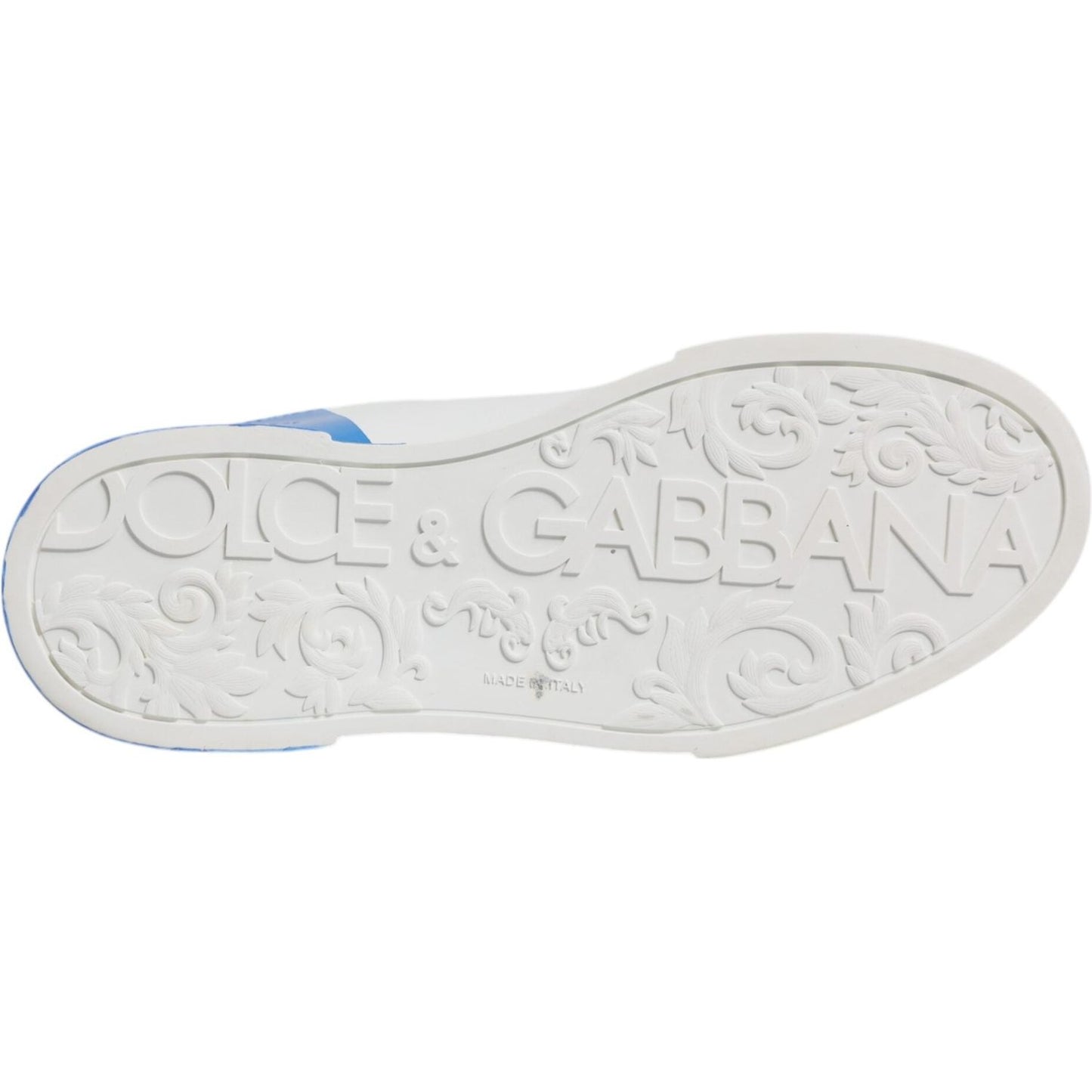 Dolce & Gabbana White Blue Leather Logo Low Top Sneakers Shoes MV7227-41