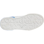 Dolce & Gabbana White Blue Leather Logo Low Top Sneakers Shoes MV7227-41