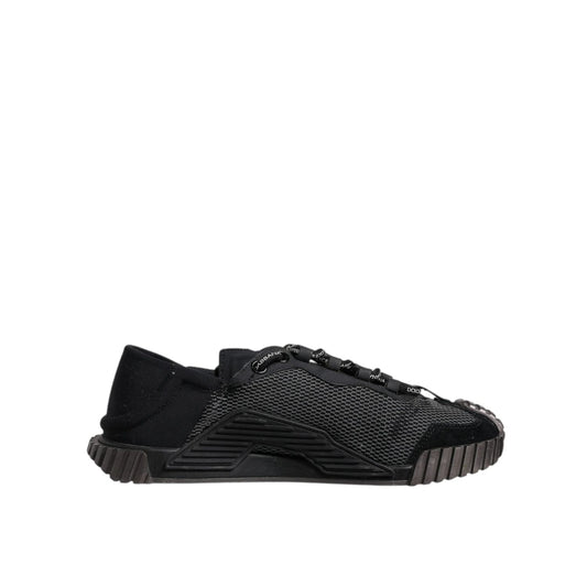 Dolce & Gabbana Black Silver Logo Low Top Men Sneakers Shoes MV7233-41