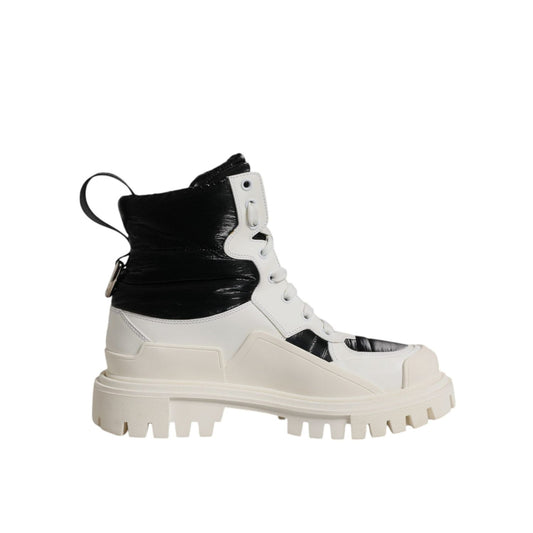 Dolce & Gabbana White Padded Mid Calf Lace Up Boots Shoes LA12542-38.5