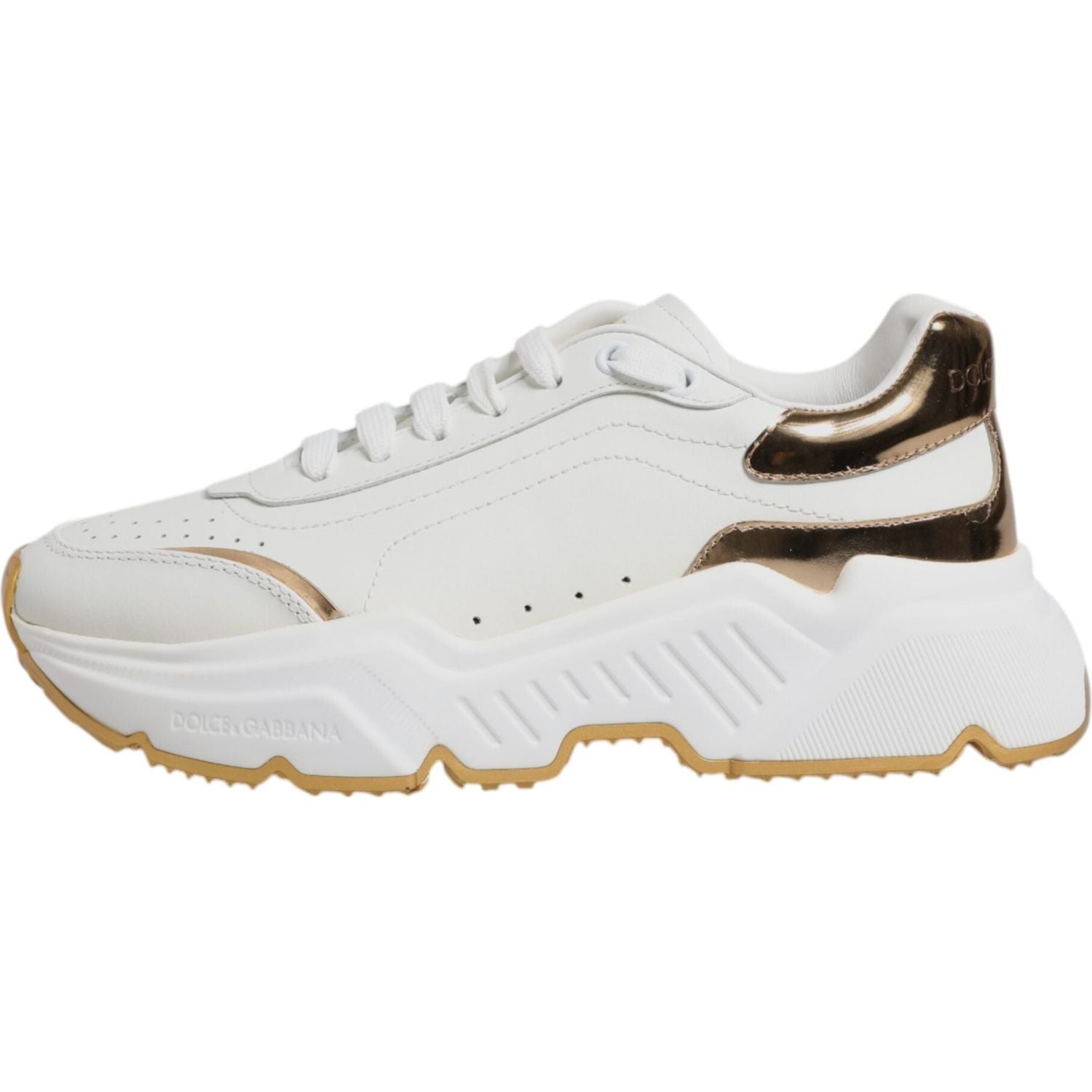Dolce & Gabbana White Gold Daymaster Low Top Sneakers Shoes