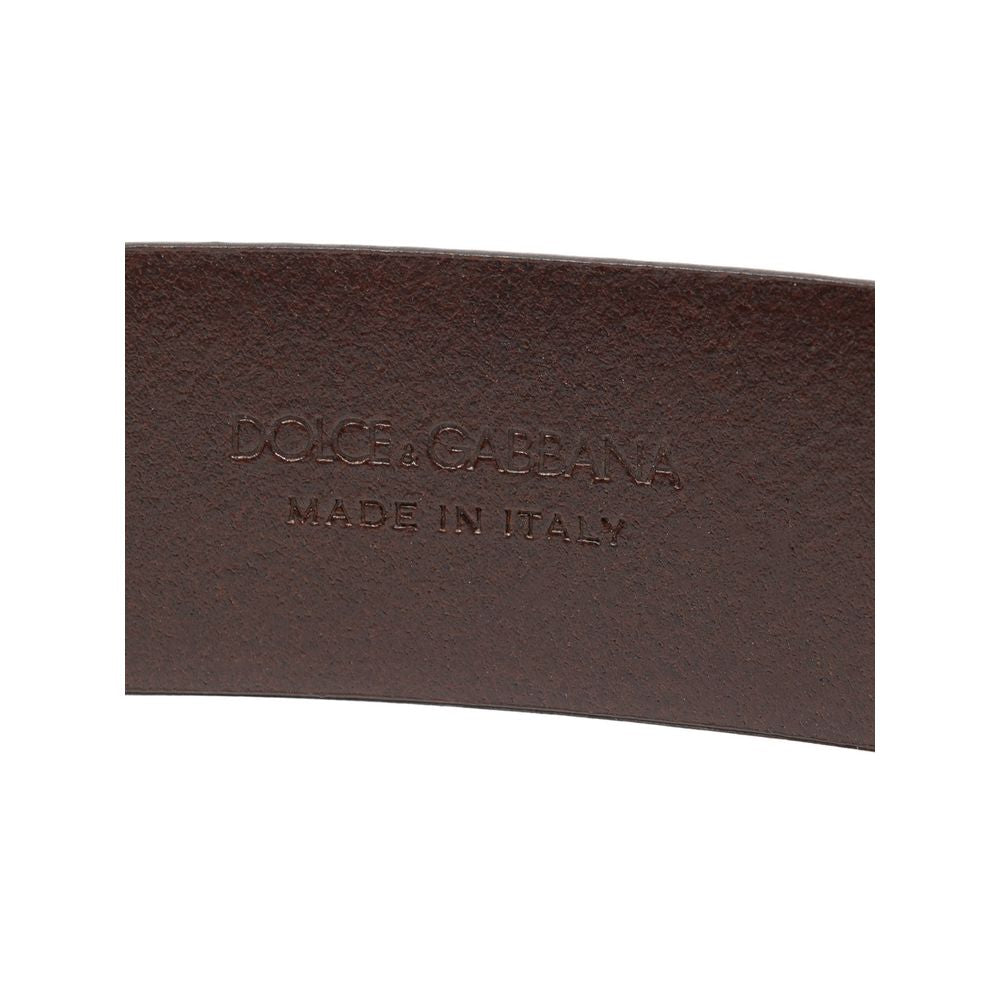 Dolce & Gabbana Brown Leather Belt DO-8229664-90 CM / 36 INCHES