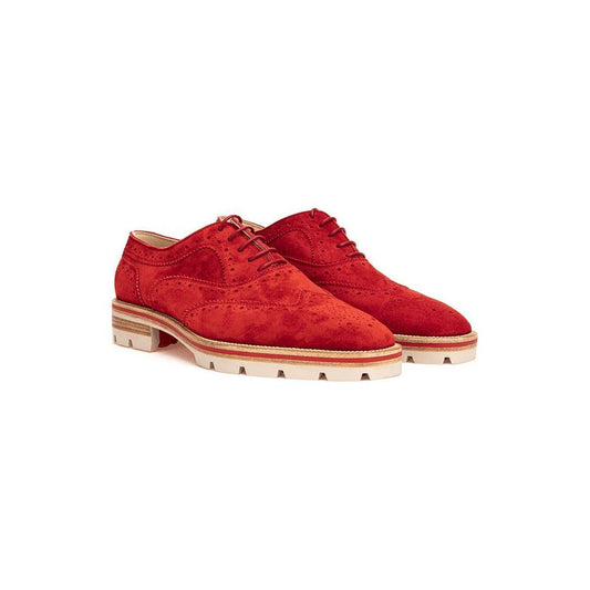 Christian Louboutin Red Suede Leather Flat Shoe