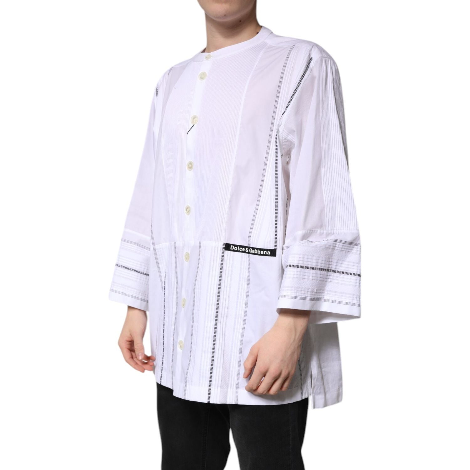 Dolce & Gabbana White Cotton Button Down Long Sleeves Shirt