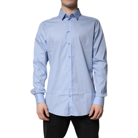 Dolce & Gabbana Light Blue Cotton GOLD Dress Formal Shirt TSH878531-39