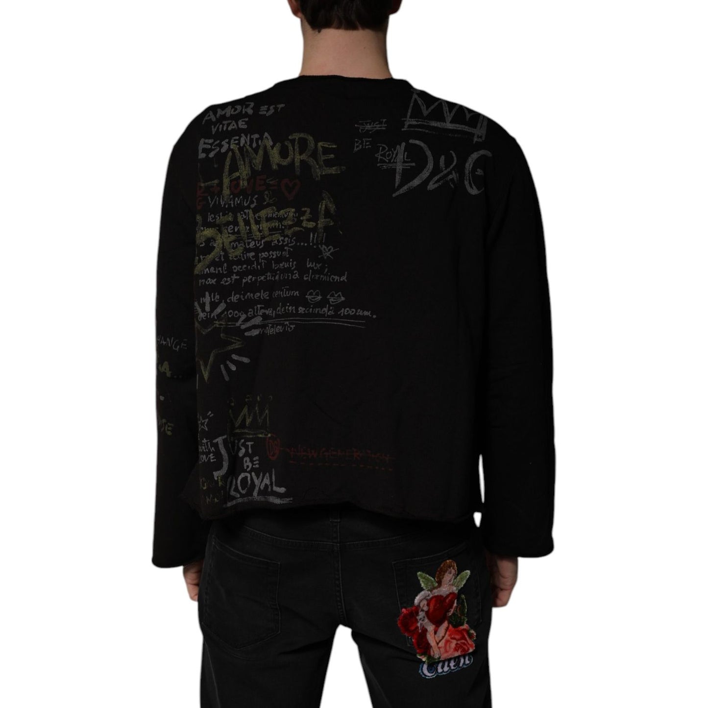 Dolce & Gabbana Black DG Heaven Crew Neck Pullover Sweater