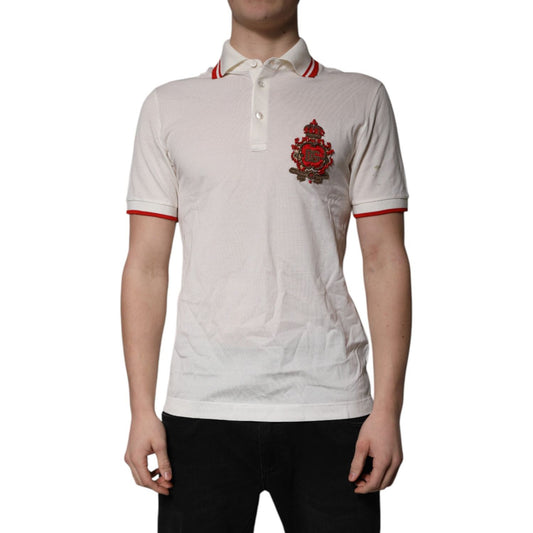 Dolce & Gabbana White Cotton Logo Collared Polo Men T-shirt TSH851966-46