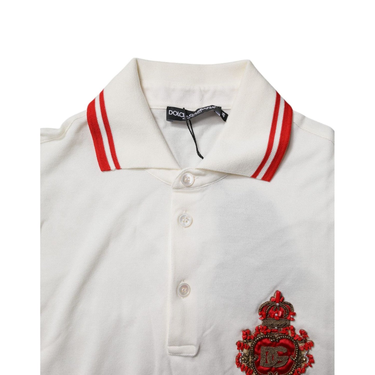 Dolce & Gabbana White Cotton Logo Collared Polo Men T-shirt TSH851966-46