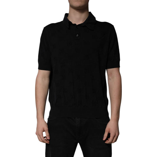 Dolce & Gabbana Black Silk Collared Polo T-shirt TSH86330-58