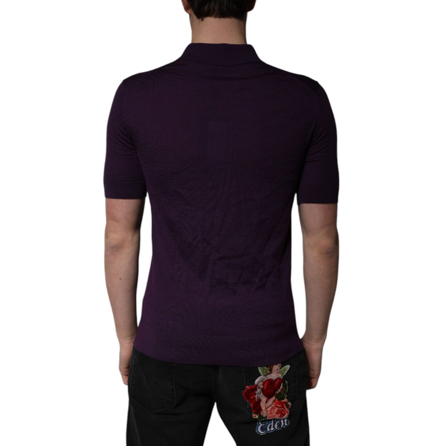 Dolce & Gabbana Violet Cashmere Collared Polo T-shirt