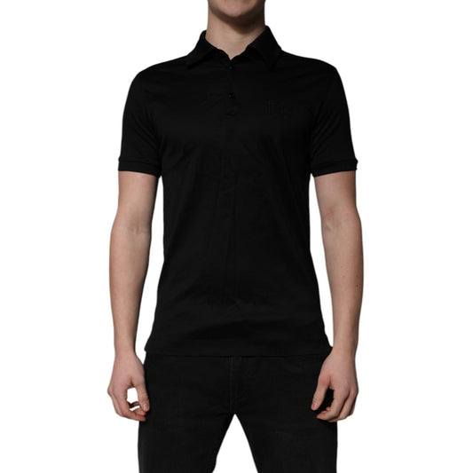 Dolce & Gabbana Black Cotton Collared Polo T-shirt TSH86467-48