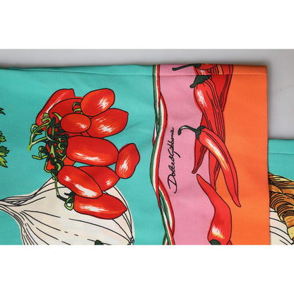 Dolce & Gabbana Green Silk Printed Straight Pants