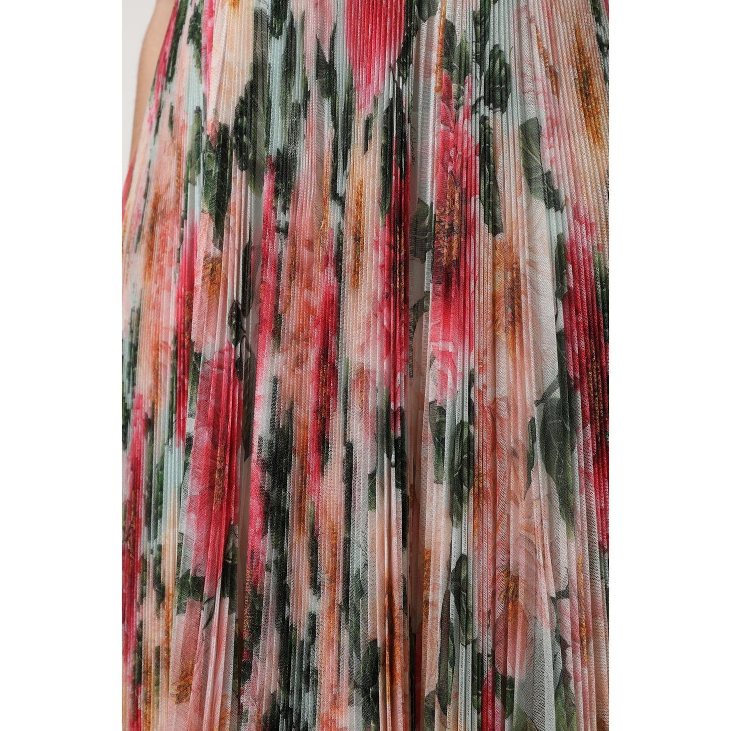 Dolce & Gabbana Multicolor Silk Floral High Waist Midi Skirt
