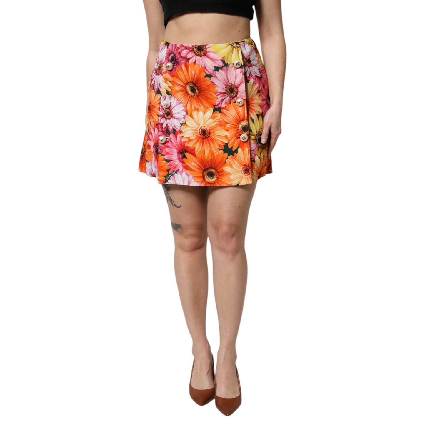 Dolce & Gabbana Multicolor Floral High Waist Mini Skirt