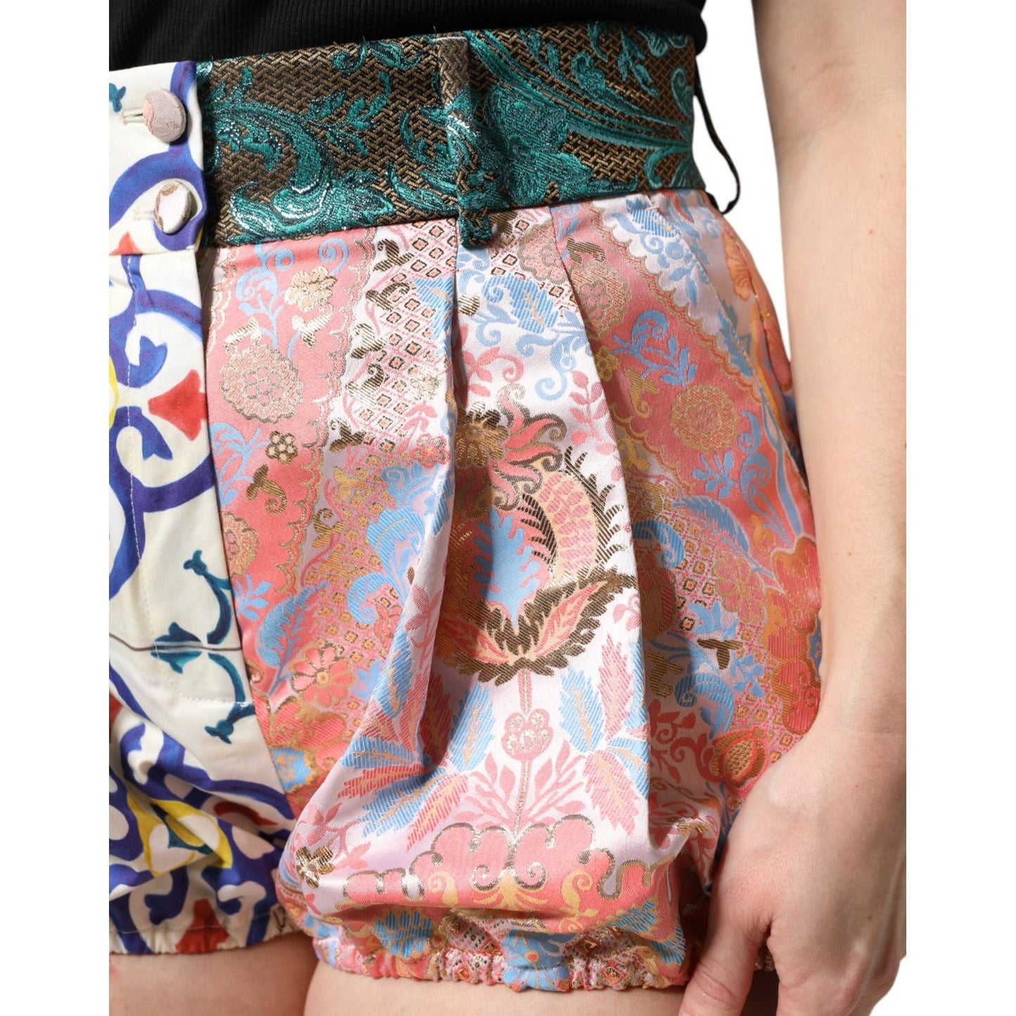 Dolce & Gabbana Multicolor Cotton Patchwork Hot Pants Shorts