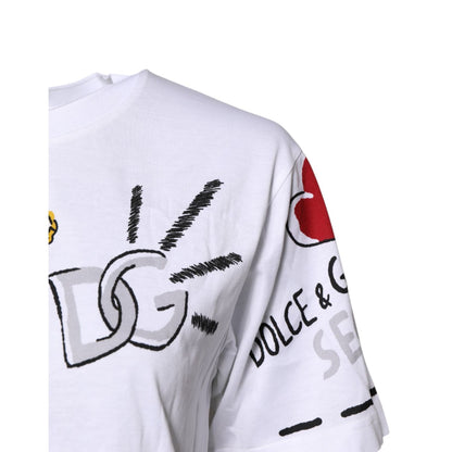 Dolce & Gabbana White Short-Sleeved Printed Jersey T-shirt