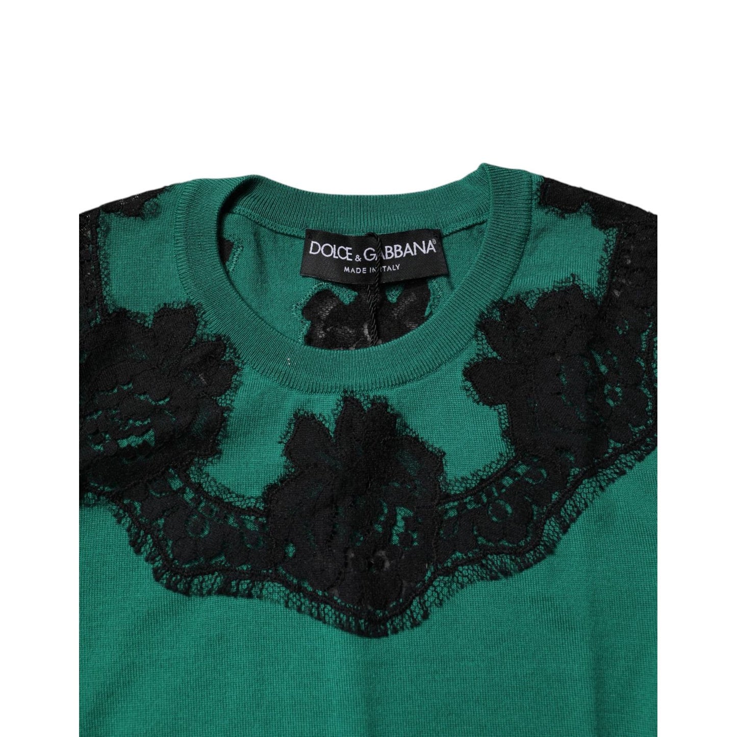 Dolce & Gabbana Green Wool Lace Detail Sleeveless Tank Top