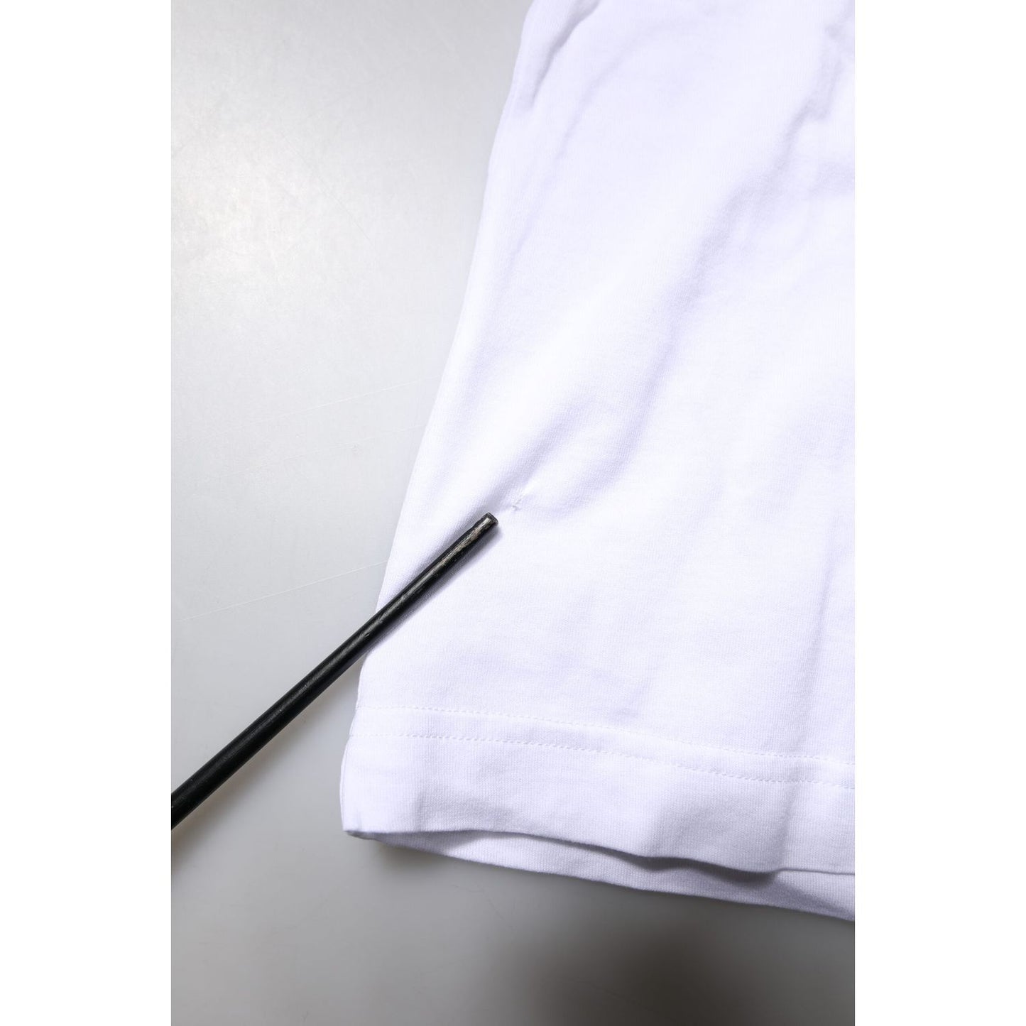 Dolce & Gabbana White Cotton Printed Round Neck Top T-shirt