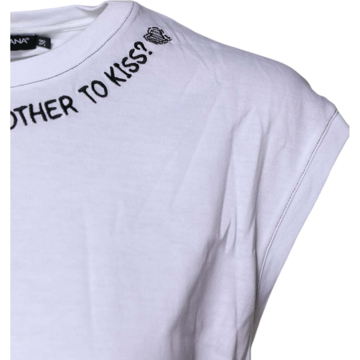 Dolce & Gabbana White Cotton Sleeveless Printed Tank T-shirt