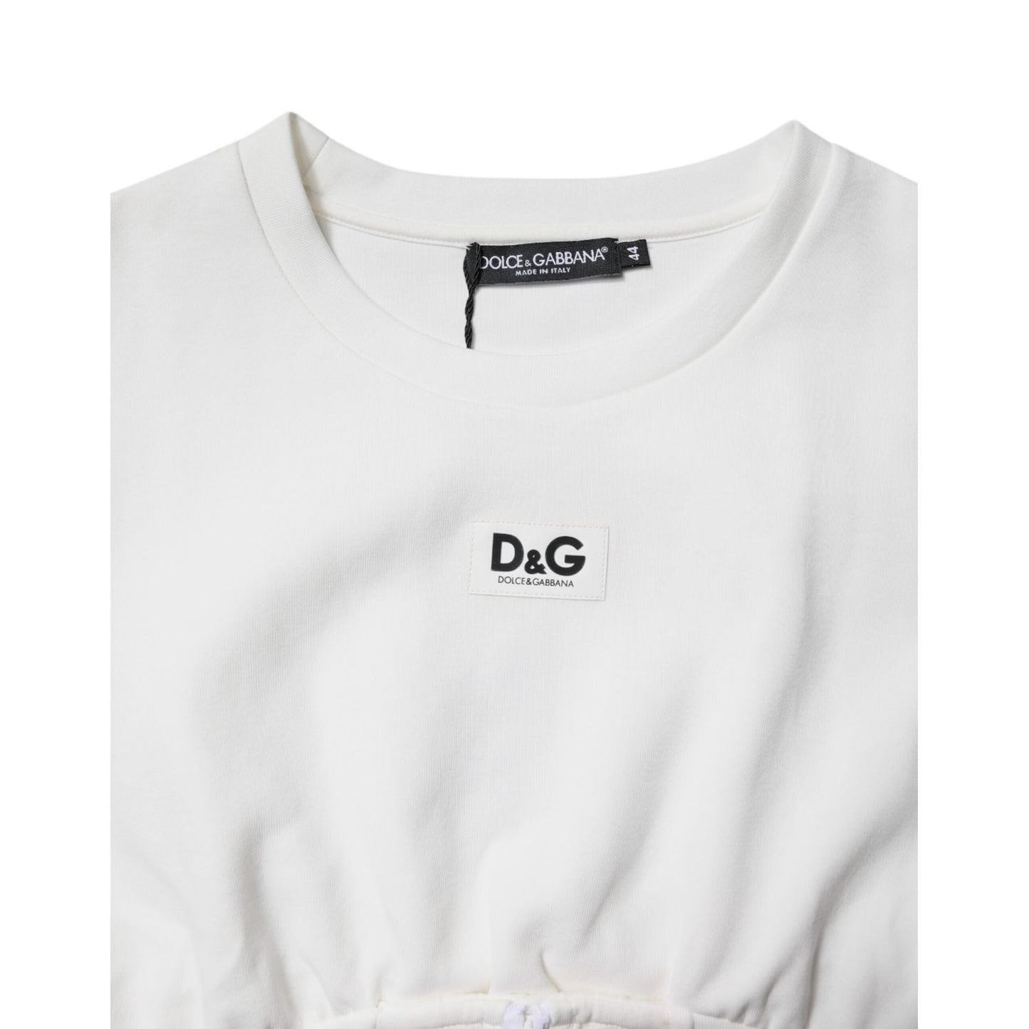 Dolce & Gabbana White Cotton Blend 3/4 Sleeves Blouse Top