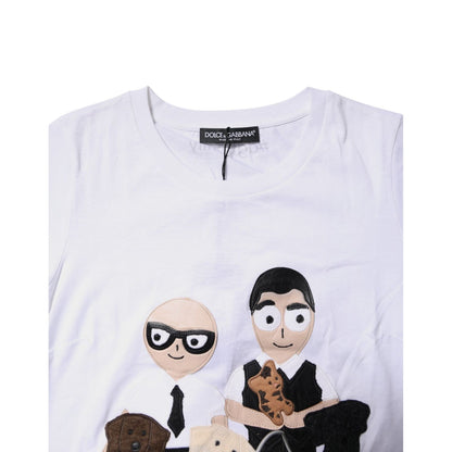 Dolce & Gabbana White Cotton #DGFAMILY Embroidery T-shirt