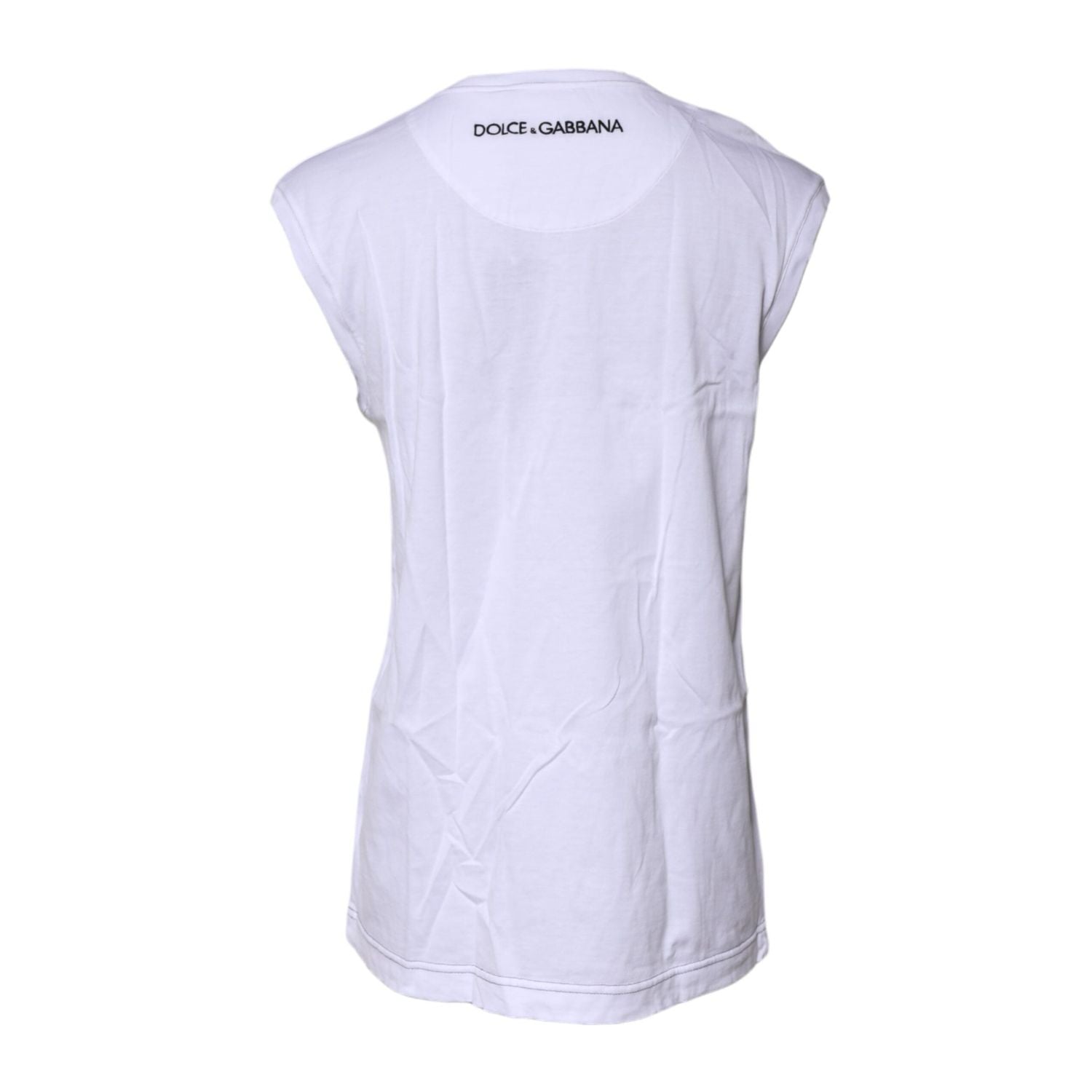 Dolce & Gabbana White Cotton Sleeveless Printed Tank T-shirt